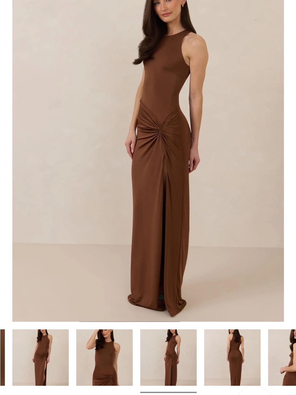 Park & Fifth Brown Twist-Front Maxi Dress